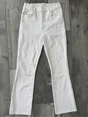 MOTHER White High-Rise Flare Jeans